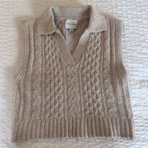 Beige Collar Knit Sweater Vest